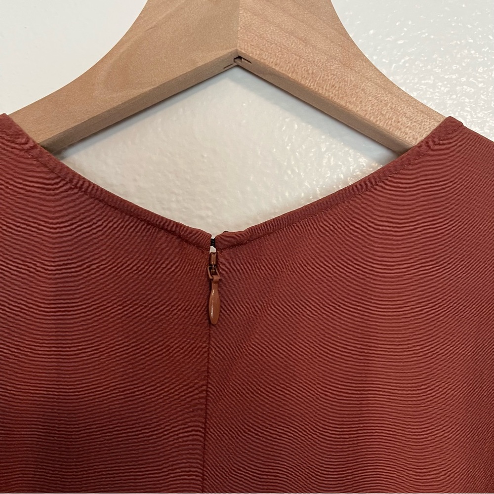 Eileen Fisher -Crepe Ruset Cap Sleeve Drawstring Wide Leg Crop Jumpsuit - Large - Picture 6 of 16